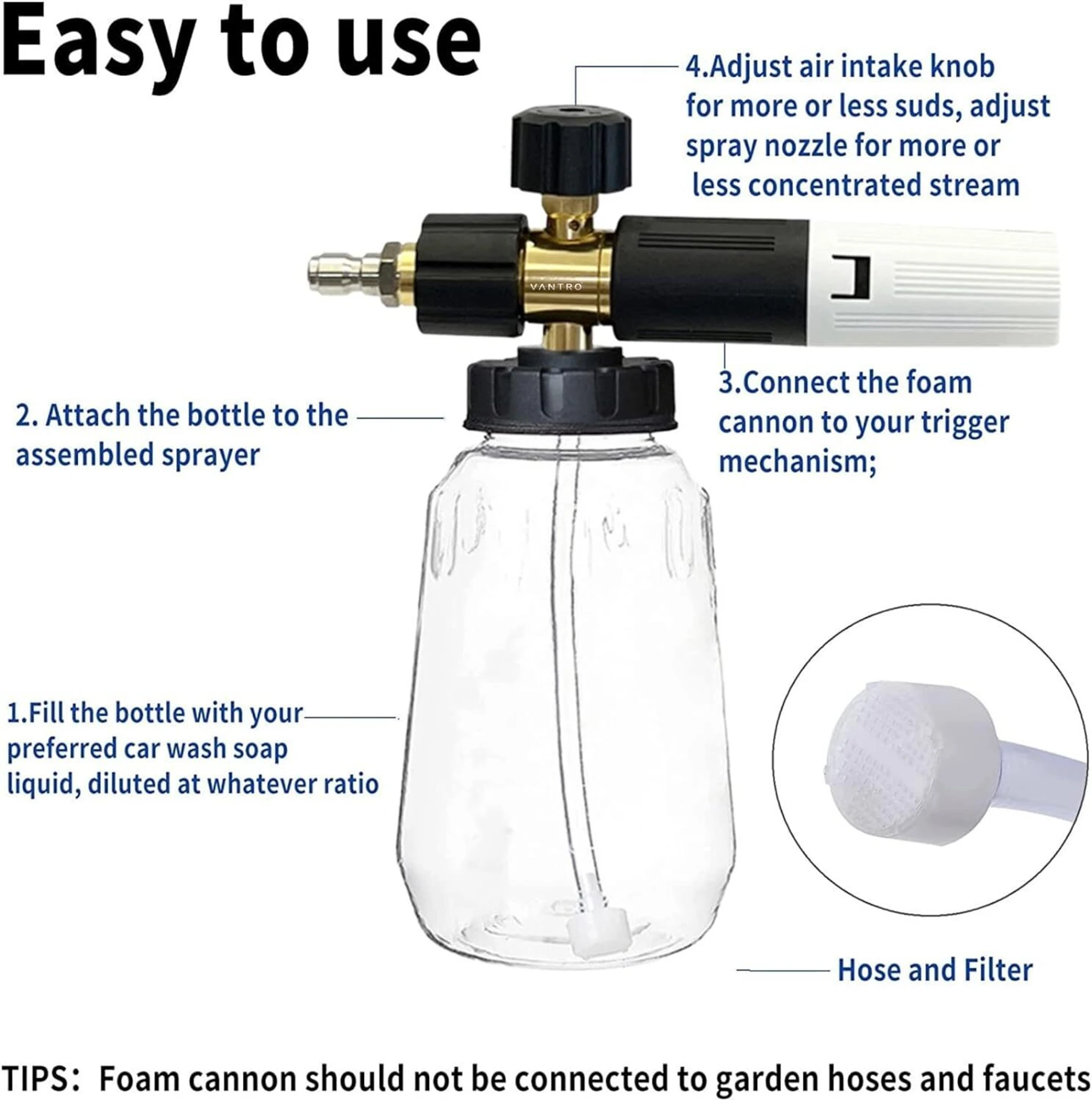 ROTOMAC - Adjustable Transparent Foam Cannon 1 Liter Bottle Transparent Foam Lance - Image 2