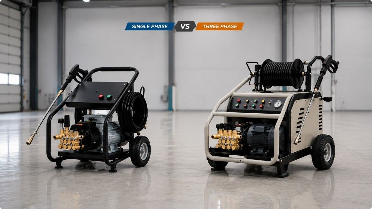 Single Phase vs Three Phase Pressure Washer for commercial and industrial cleaning