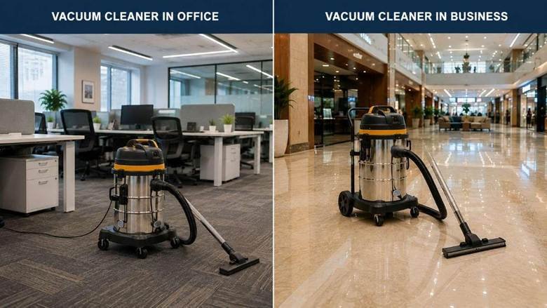 Commercial vacuum cleaner for office workspaces and business premises