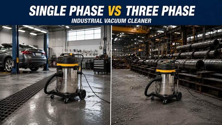 Single Phase vs Three Phase Industrial Vacuum Cleaner machines in industrial workspaces